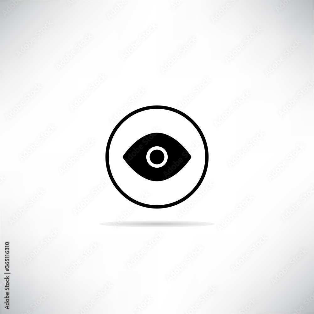 eye view icon with shadow on white background eye view icon with shadow on white background