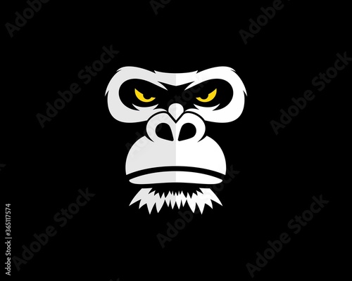 Angry gorilla face with yellow eyes