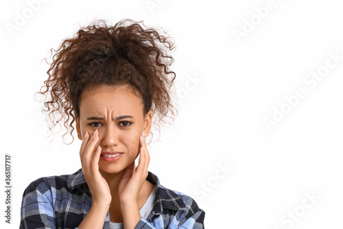 Sad African-American woman ...