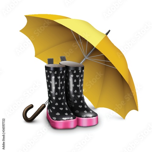rain boots with umbrella