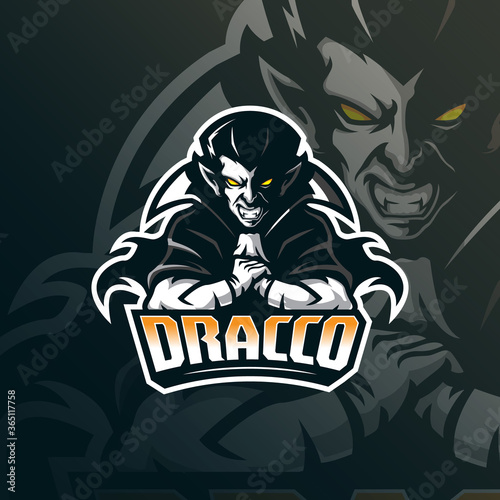 vampire mascot logo design vector with modern illustration concept style for badge, emblem and tshirt printing. vampire illustration for sport team.