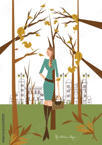 girl resting against an autumn tree