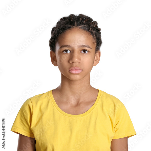 Sad African-American girl o...