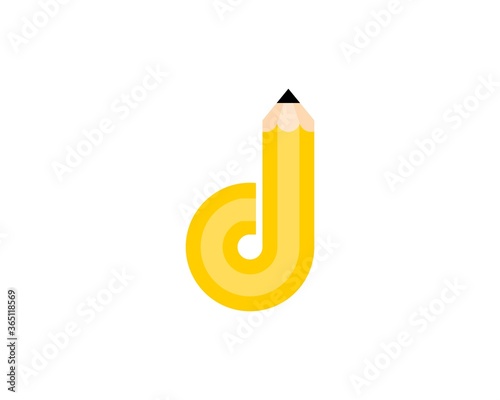 Yellow pencil with J letter initial photo