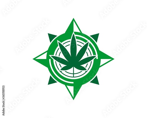 Compass with cannabis leaf inside