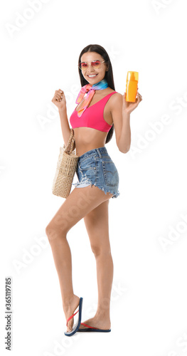 Happy young woman with sun ...