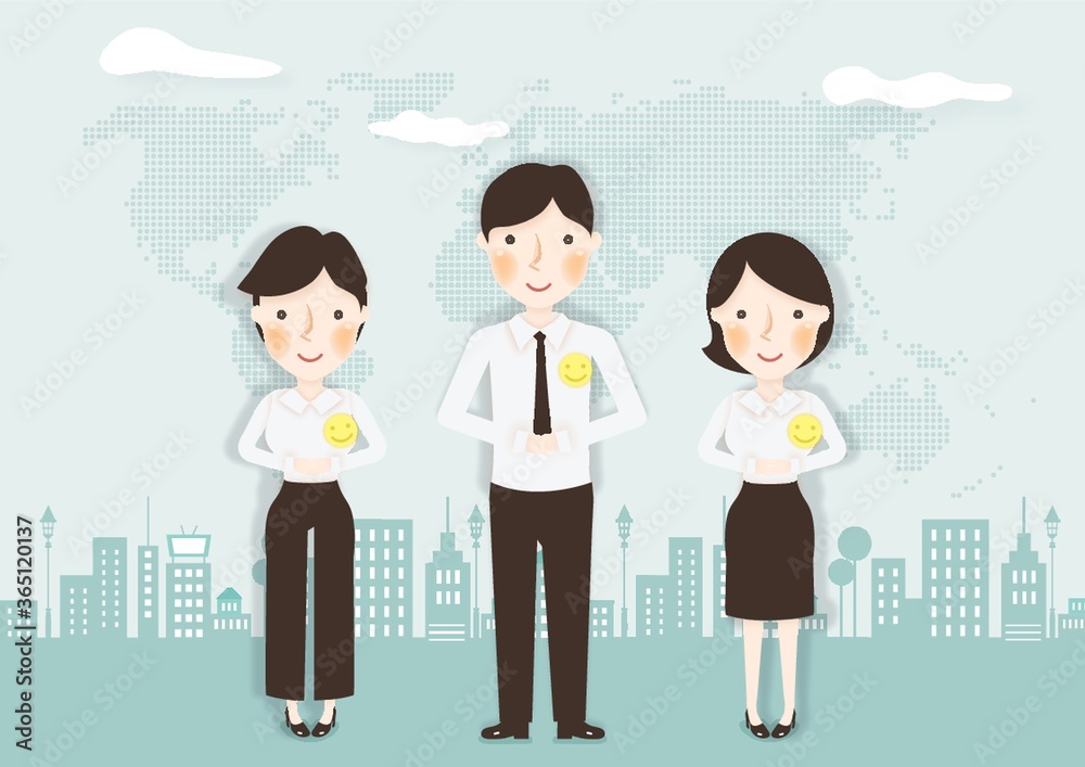 business people with a smile badge business people with a smile badge