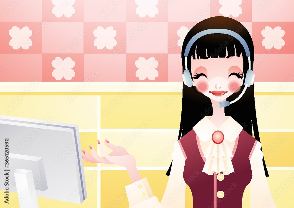 support phone operator with headset support phone operator with headset