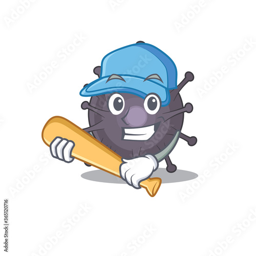 Cool salmonella caricature picture design playing baseball