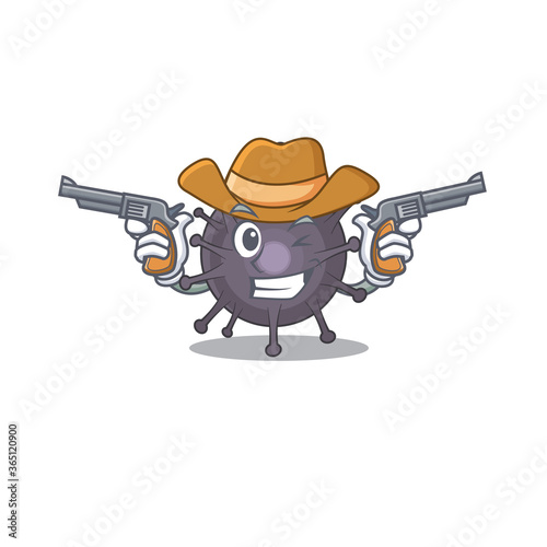 A wise cowboy of salmonella Cartoon design with guns