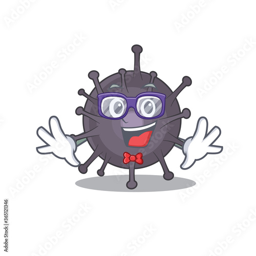 A caricature drawing of nerd salmonella wearing weird glasses