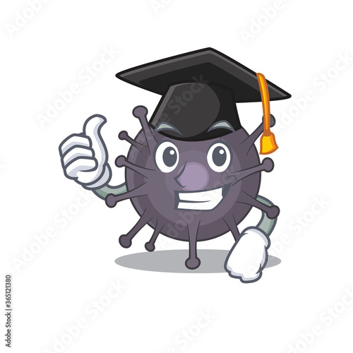 Salmonella caricature picture design with hat for graduation ceremony