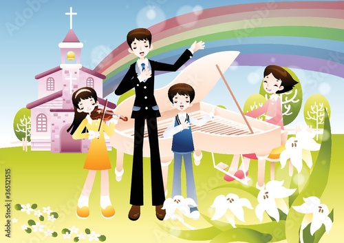 children singing praise at church