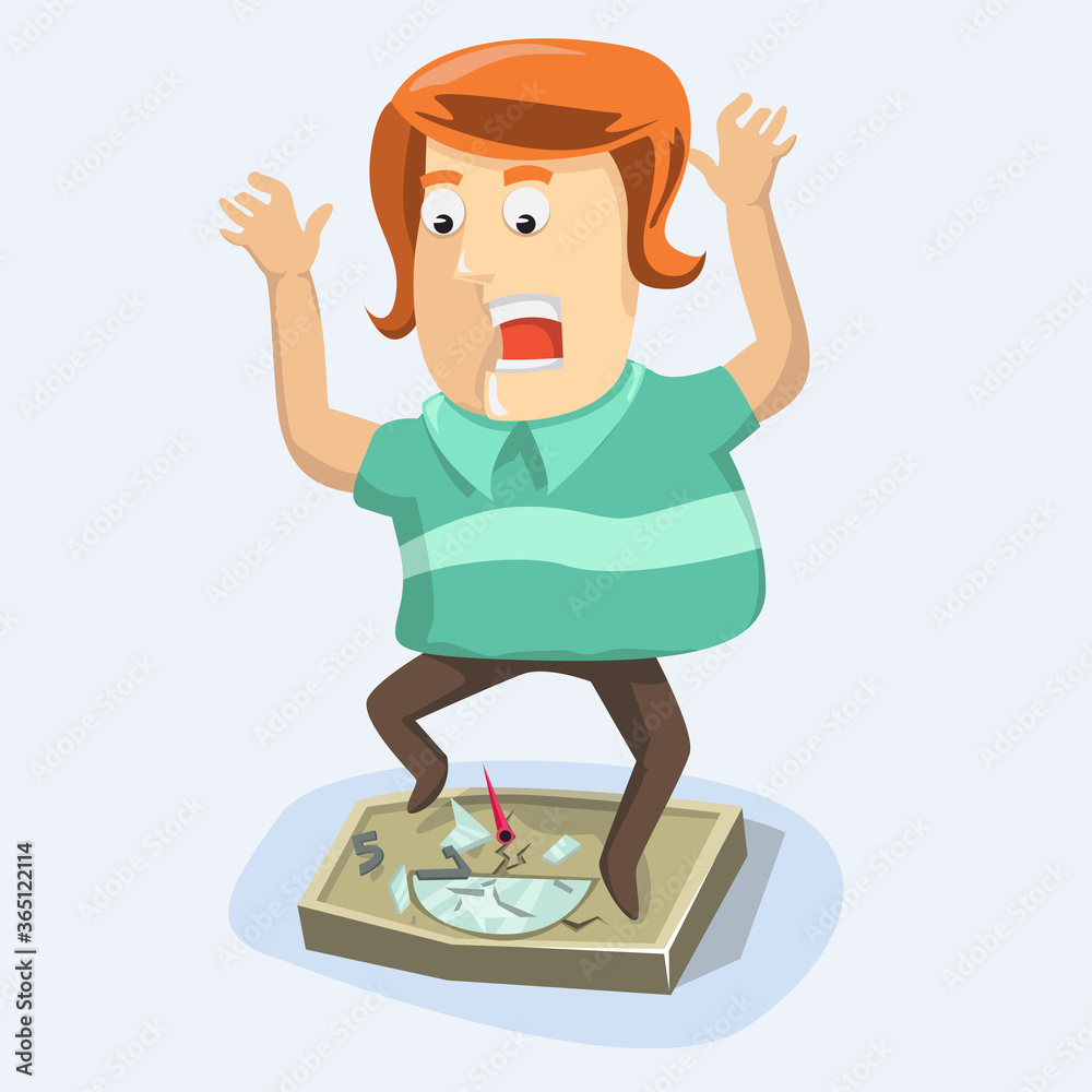 lady shock of overweight flat illustration vector lady shock of overweight flat illustration vector