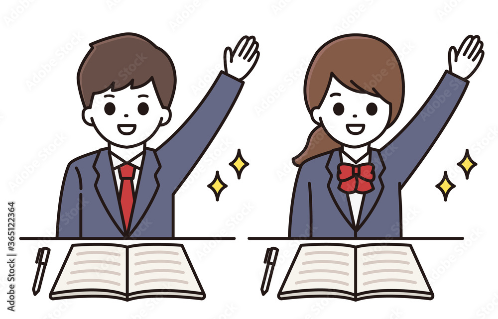 男子学生 女子学生 挙手 イラスト Stock Vector Adobe Stock 男子学生 女子学生 挙手 イラスト Stock Vector Adobe Stock