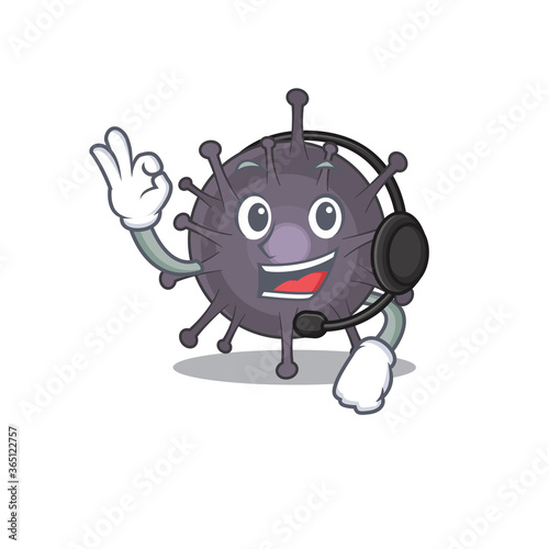 Salmonella caricature cartoon character concept wearing headphone