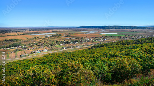 Autumn view from a height of the village