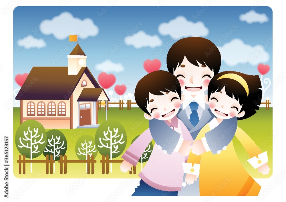 happy family with heart shape