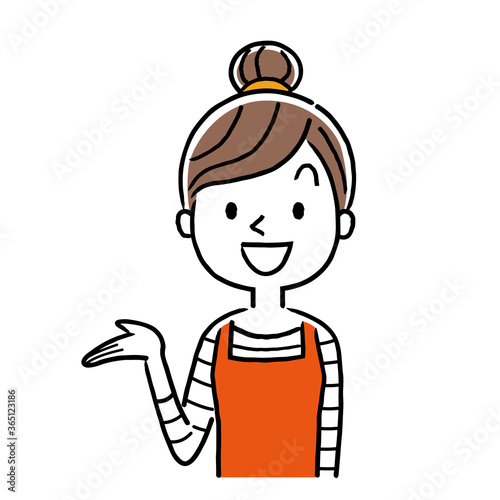 Vector illustration material: guidance, young housewife to introduce