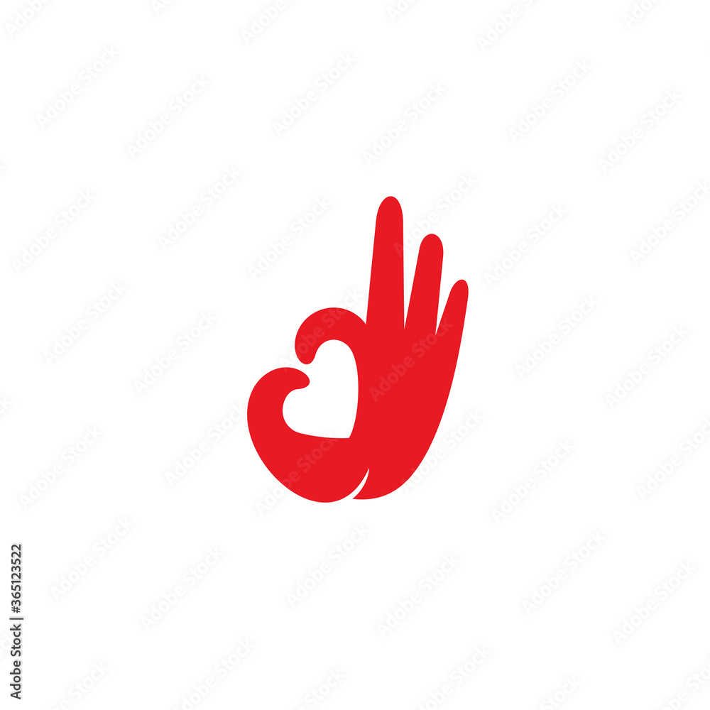 Logo template of hand and love. Simple flat style. Vector logo template ready for use. Logo template of hand and love. Simple flat style. Vector logo template ready for use.