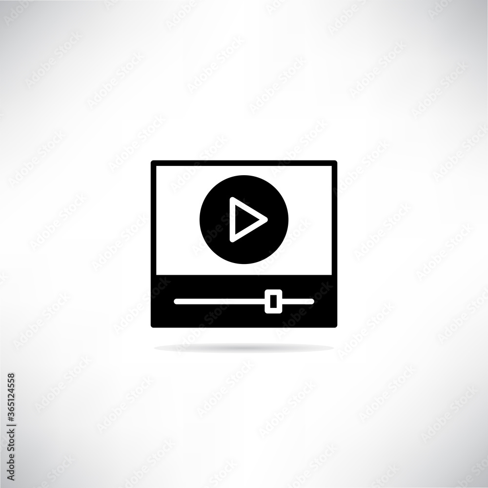 video player interface icon with shadow video player interface icon with shadow