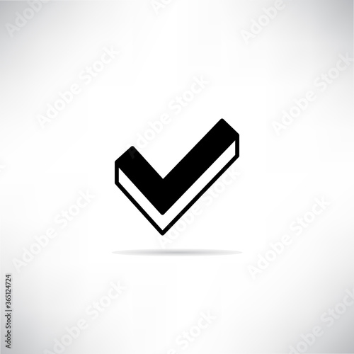 check mark icon with shadow on white background