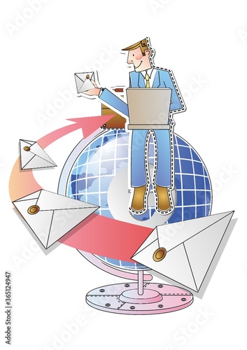businessman sending emails