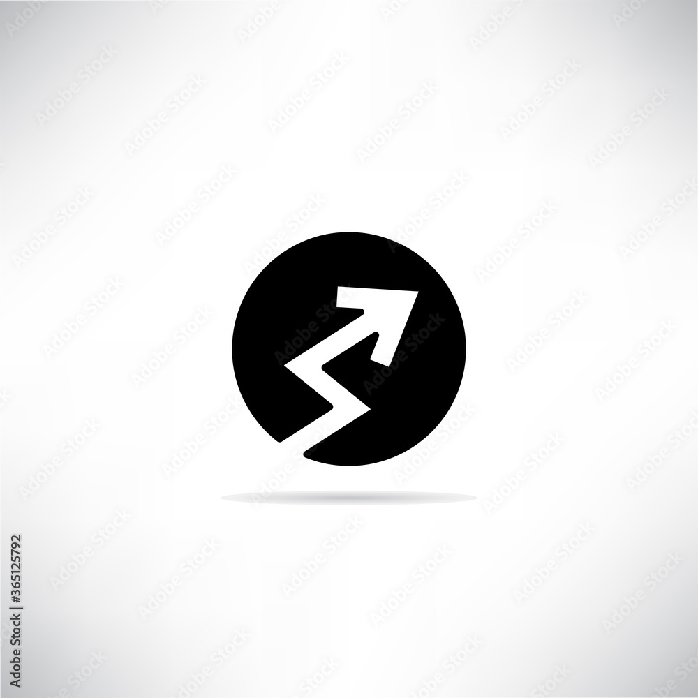 arrow chart icon with shadow on white background arrow chart icon with shadow on white background