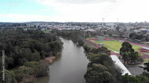 AERIAL Over Barwon River And Athletics Track And Field, Geelong Australia photo