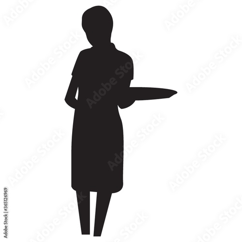 silhouette of woman holding plate