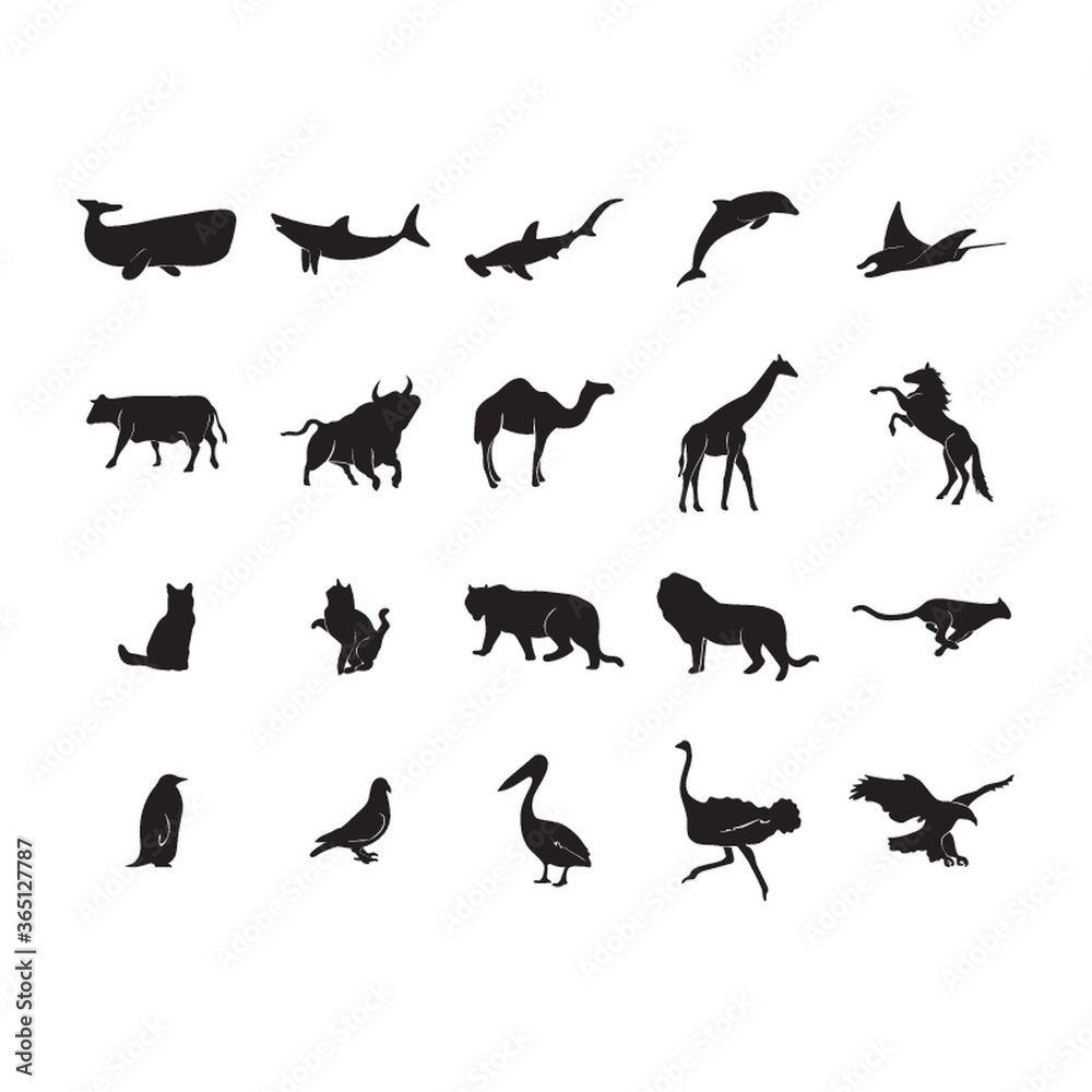 collection of animal and bird silhouettes collection of animal and bird silhouettes