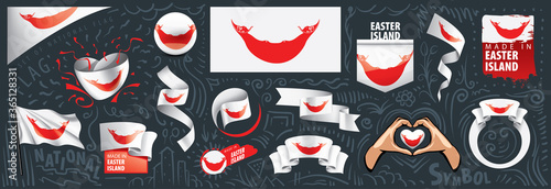Vector set of the national flag of Easter Island in various creative designs