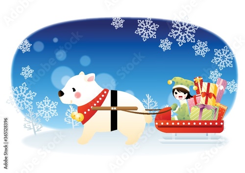 polar bear pulling a sleigh