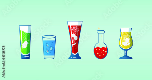 Effervescent tablet in glass - vector illustration