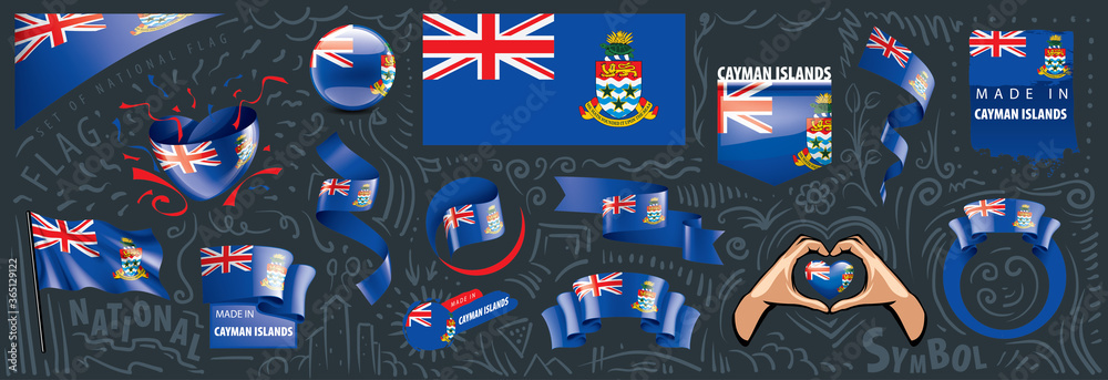 Vector set of the national flag of Cayman Islands in various creative designs