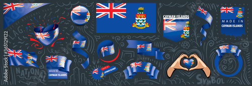 Vector set of the national flag of Cayman Islands in various creative designs