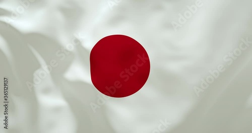 slow motion japan national flag waving in the air
