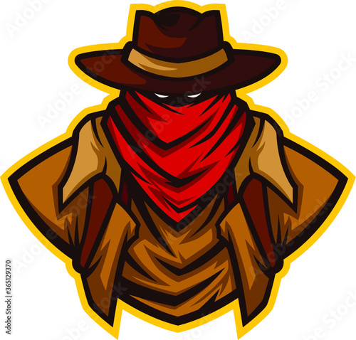 texas cowboy with hat mascot logo 