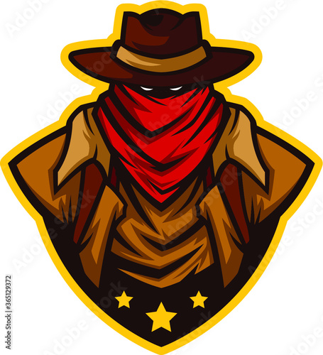 texas cowboy with hat mascot logo 