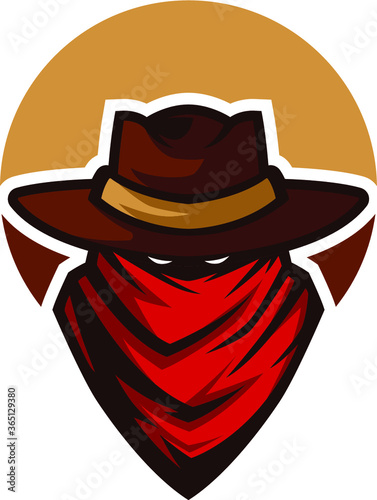 texas cowboy with hat mascot logo 