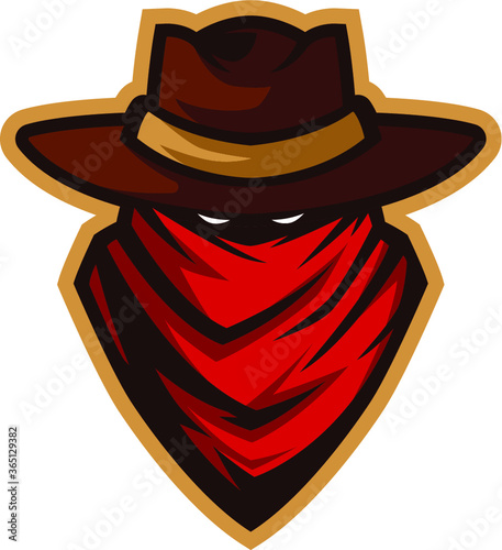 texas cowboy with hat mascot logo 