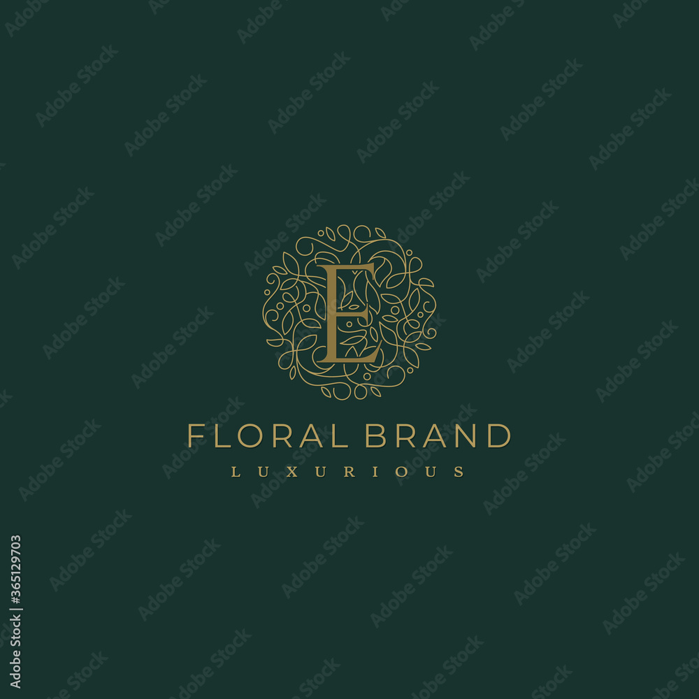 Letter E Circle Floral Botanical Leaf Logo Design Letter E Circle Floral Botanical Leaf Logo Design