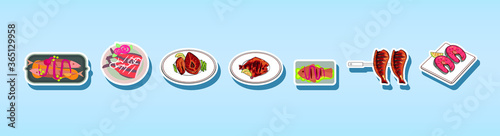 fish fry set. vector illustration