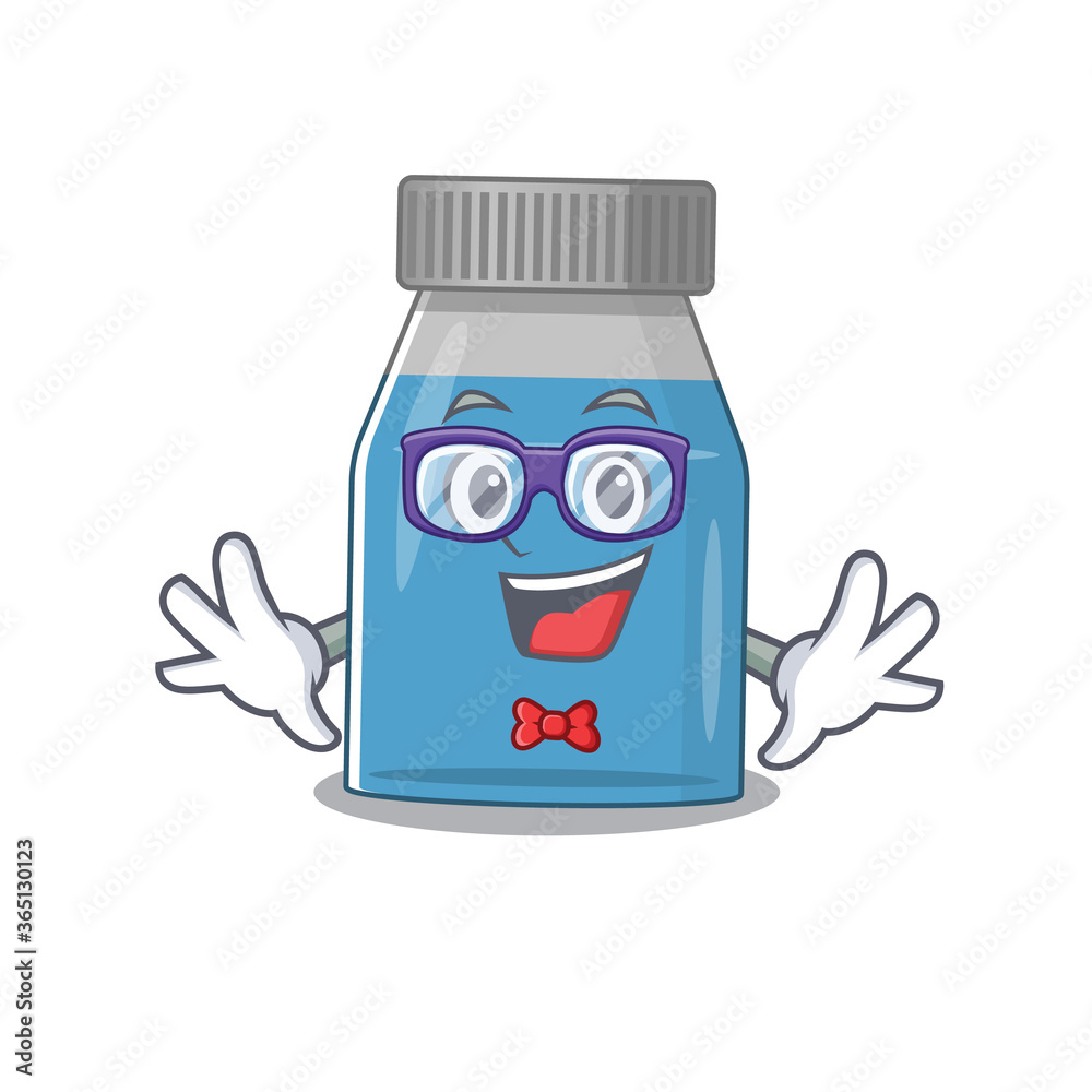 A caricature drawing of nerd syrup medicine wearing weird glasses A caricature drawing of nerd syrup medicine wearing weird glasses