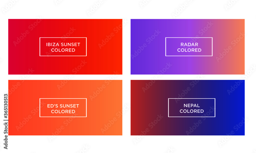 Set of gradient color background (ibiza sunset colored, radar colored, ed's sunset colored, nepal colored)