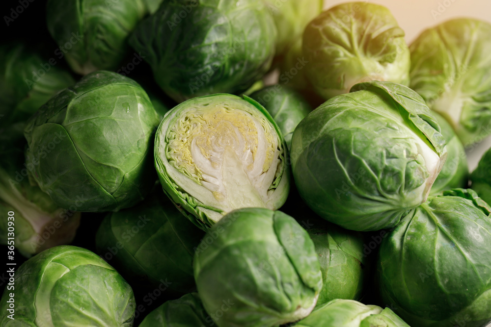 Fototapeta premium Brussels sprouts on Black background
