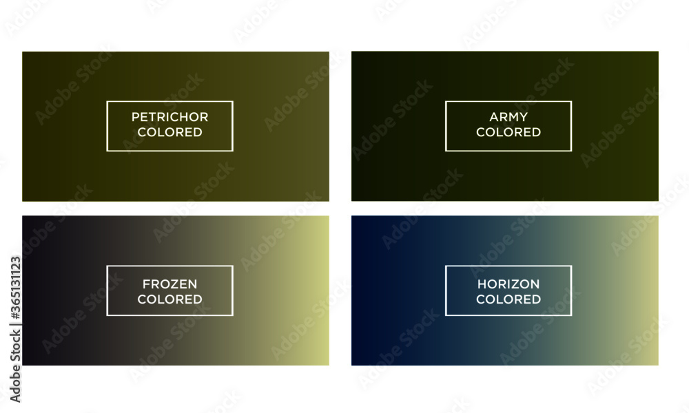 Set of gradient color background (petrichor colored, army colored, frozen colored, horizon colored)