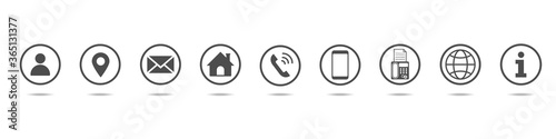 Vector set icons contact us illustration isolated on white background. Contact us flat design business concept for your graphic.