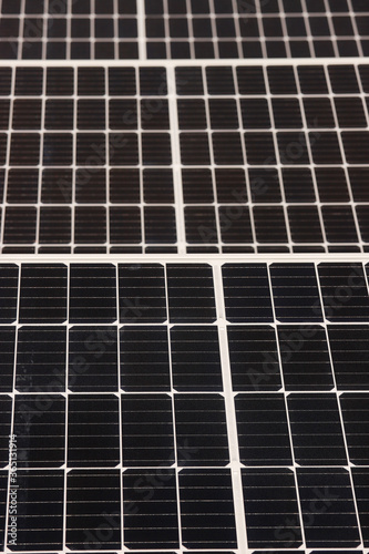 Ground mounted photovoltaic solar panels providing clean energy  