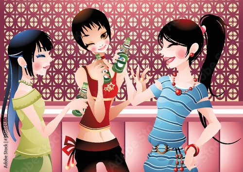 girl having beer